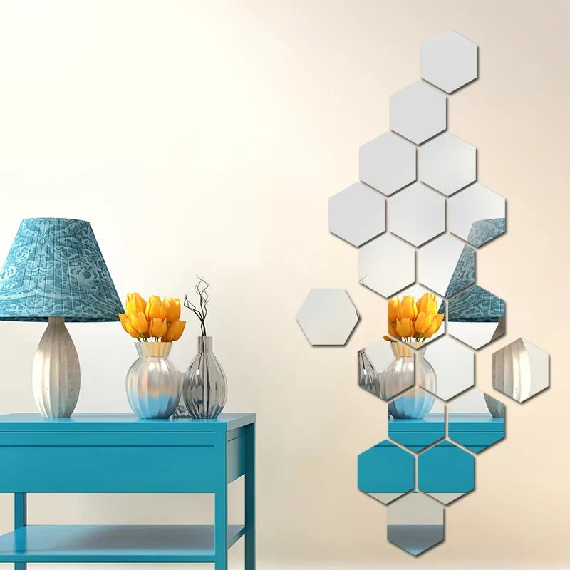 Acrylic Hexagon wall decor Mirror(Silver) - Wall Decor  (17)17 total reviews