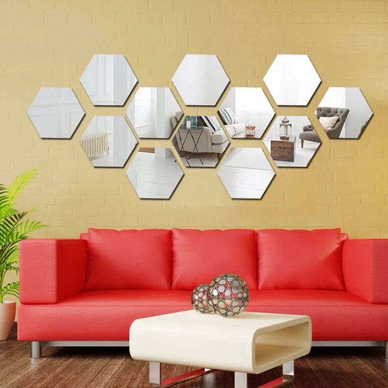 Acrylic Hexagon wall decor Mirror(Silver) - Wall Decor  (17)17 total reviews