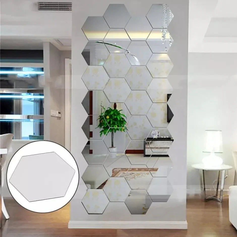 Acrylic Hexagon wall decor Mirror(Silver) - Wall Decor  (17)17 total reviews