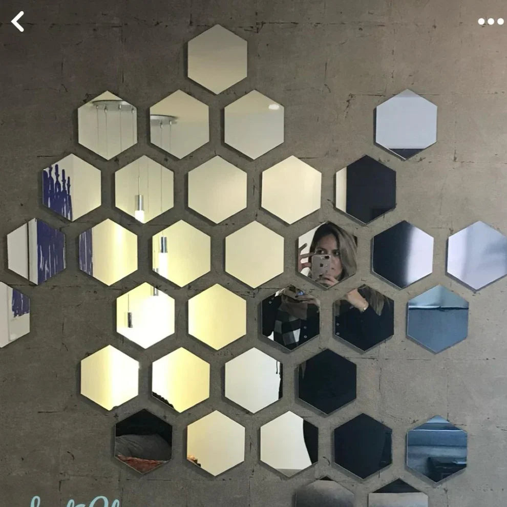 Acrylic Hexagon wall decor Mirror(Silver) - Wall Decor  (17)17 total reviews