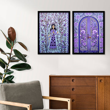 Flower Printed Door Madhubani Framed Wall Painting