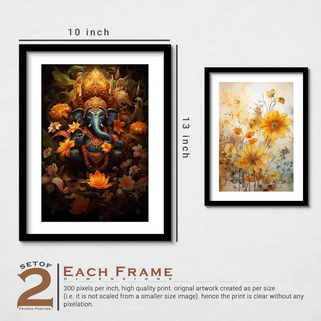 Sunflower And Ganesh Ji Art