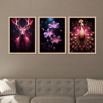 New Shining Peacock , Flower And Swamp Deer