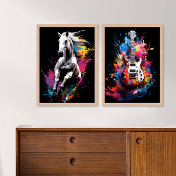 Colour Full Guitar And Horse