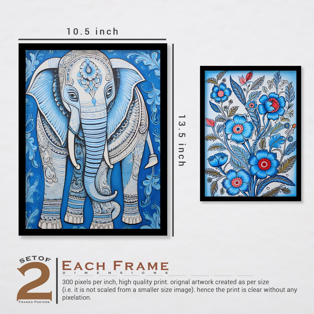 Flower And Elephant Wall Painting
