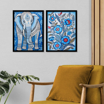Flower And Elephant Wall Painting