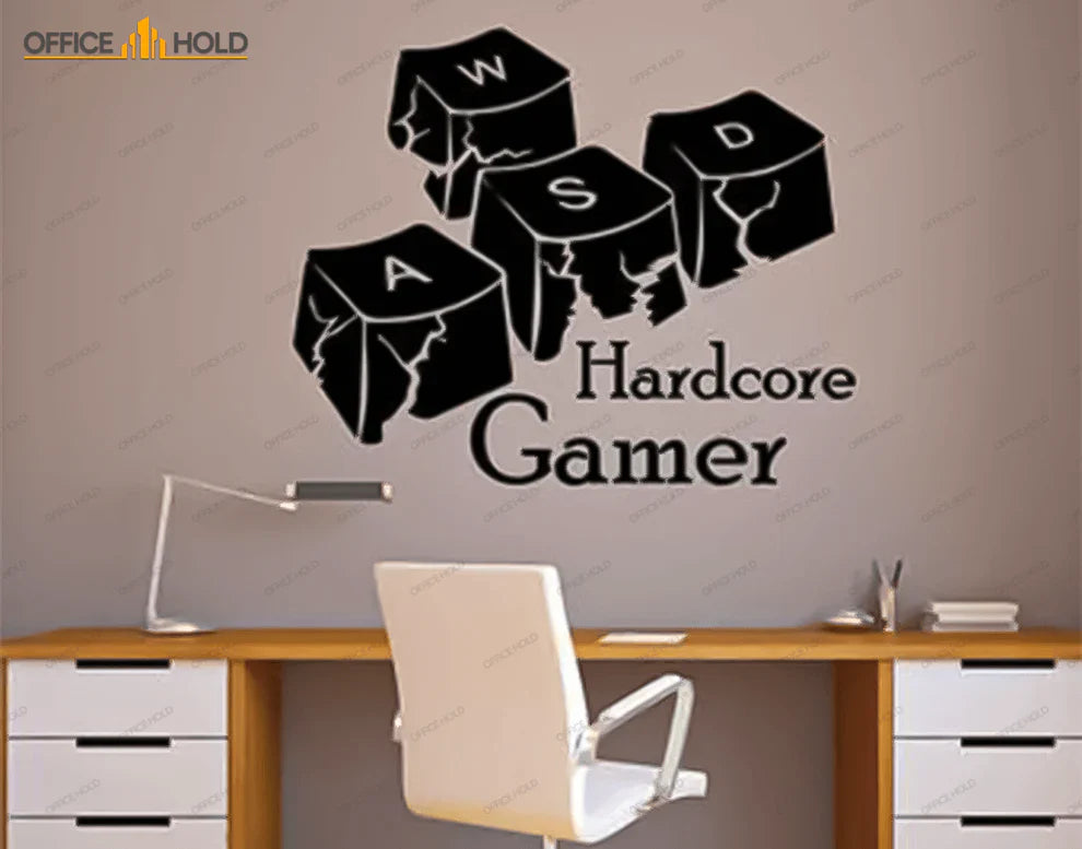 Hardcore Gamer WASD Keyboard Keys Gamer Room Sign (hg02)