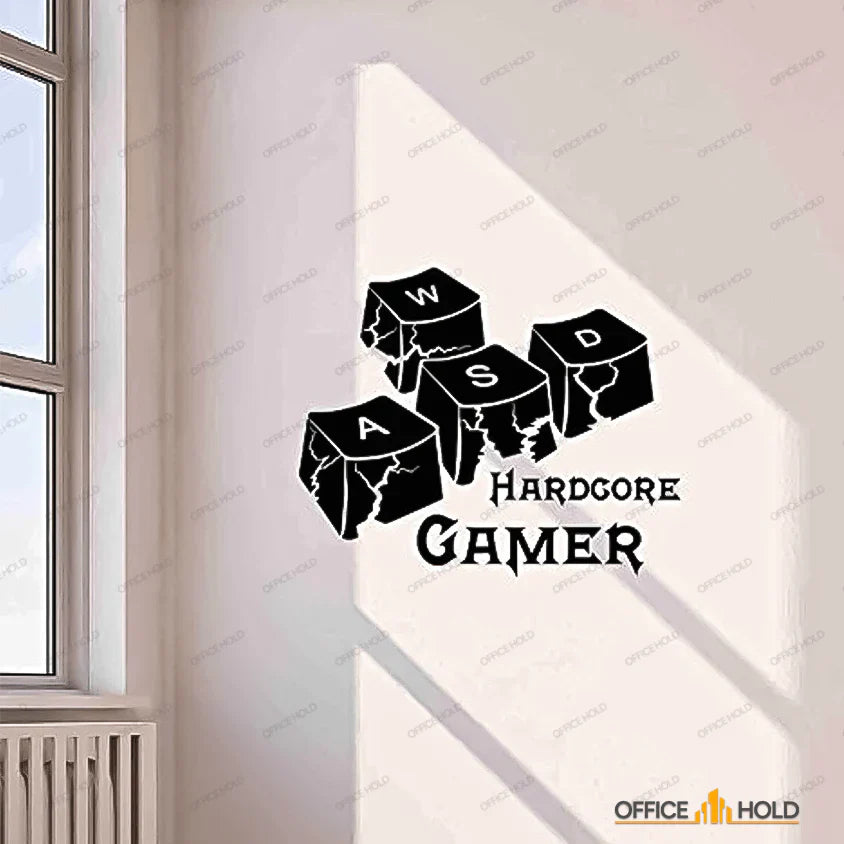 Hardcore Gamer WASD Keyboard Keys Gamer Room Sign (hg02)